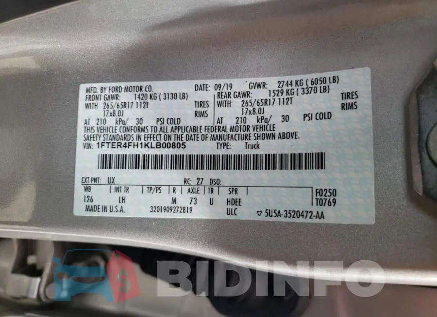 1FTER4FH1KLB00805 Photo# 10