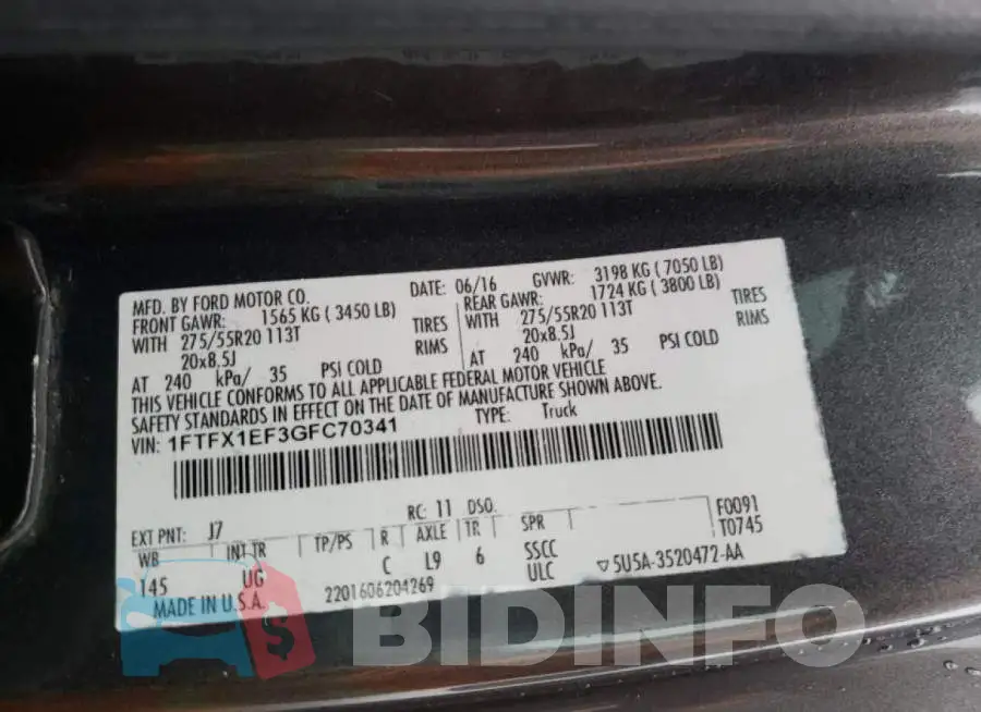 1FTFX1EF3GFC70341 Photo# 10