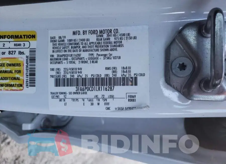 3FA6P0CD1LR116287 Photo# 10