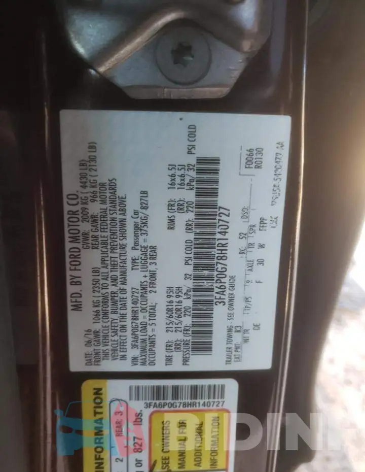 3FA6P0G78HR140727 Photo# 10