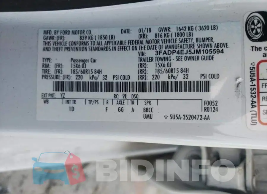 3FADP4EJ5JM105594 Photo# 10