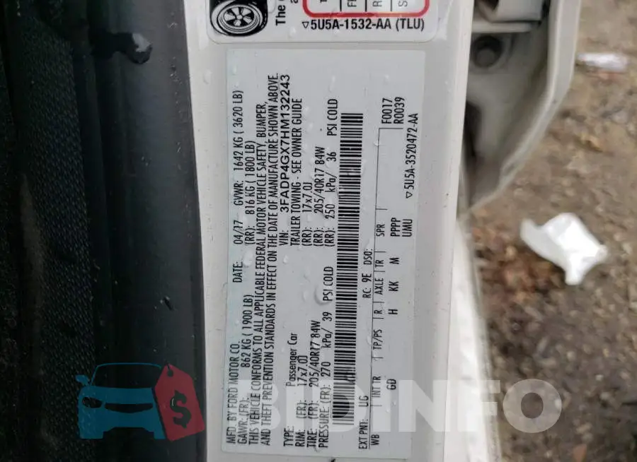 3FADP4GX7HM132243 Photo# 10