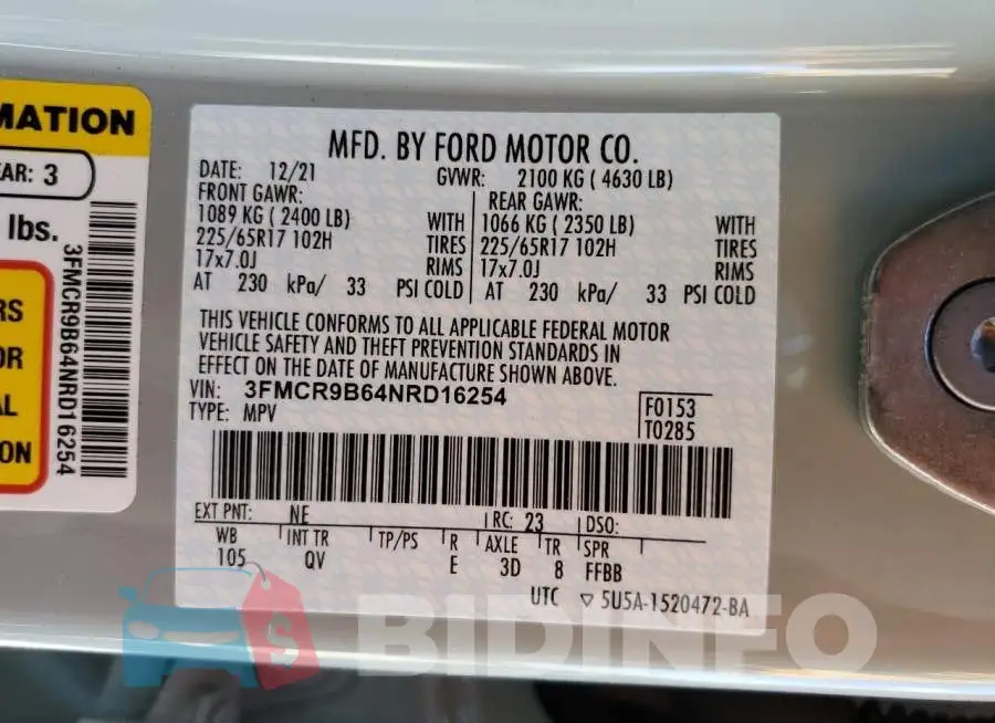 3FMCR9B64NRD16254 Photo# 10