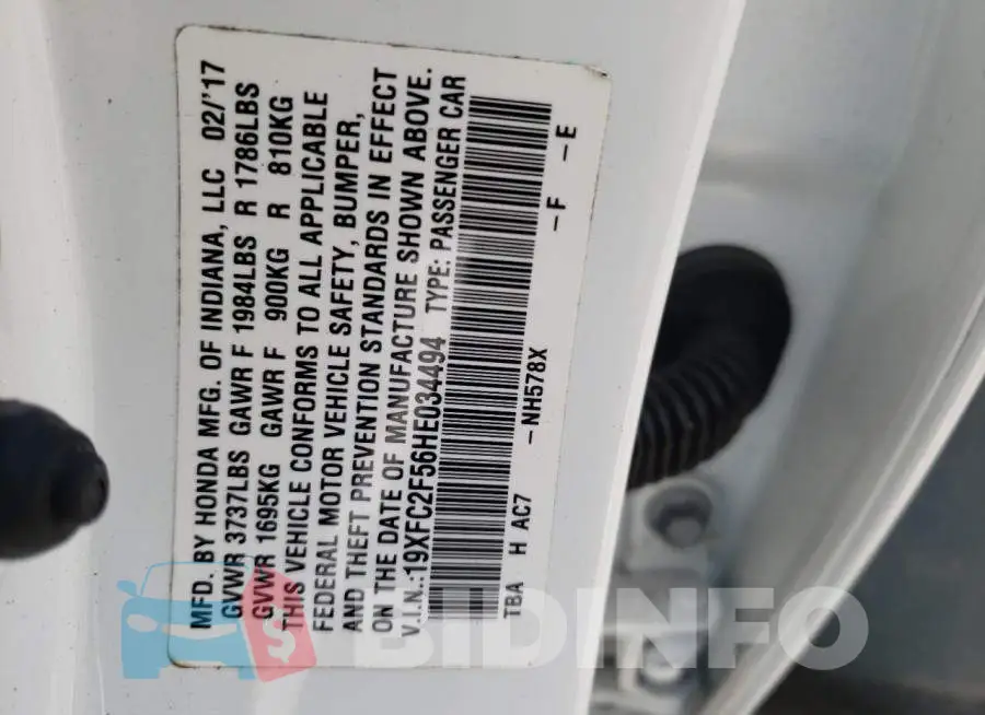 19XFC2F56HE034494 Photo# 10
