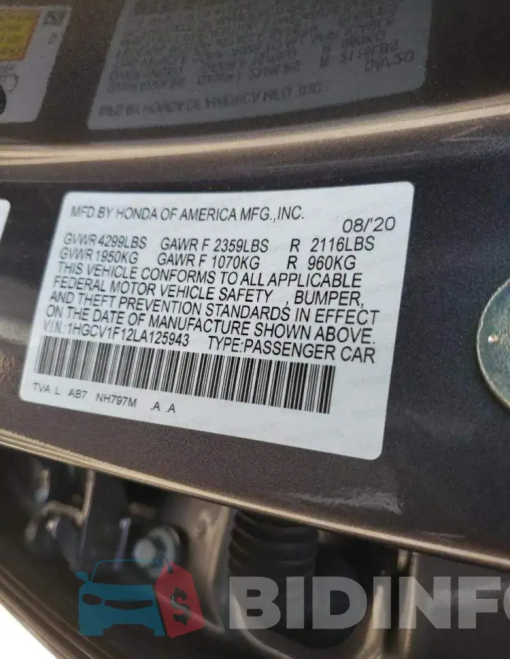 1HGCV1F12LA125943 Photo# 10