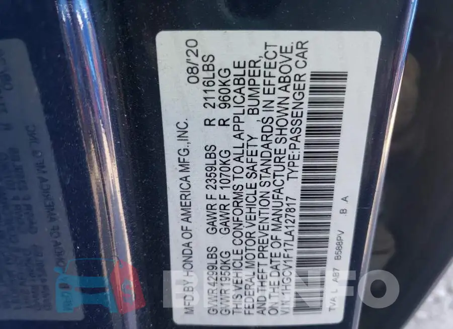 1HGCV1F17LA127817 Photo# 10