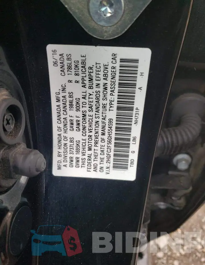 2HGFC2F56GH554599 Photo# 10