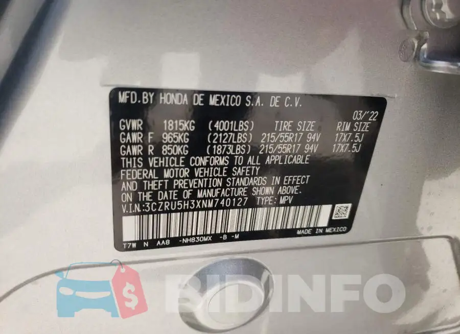 3CZRU5H3XNM740127 Photo# 10