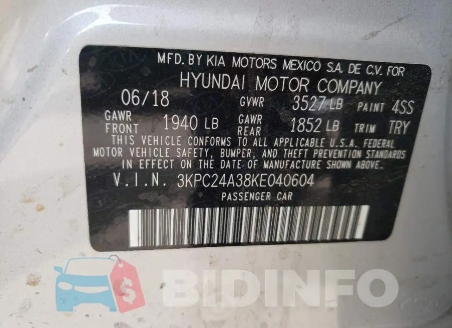 3KPC24A38KE040604 Photo# 10