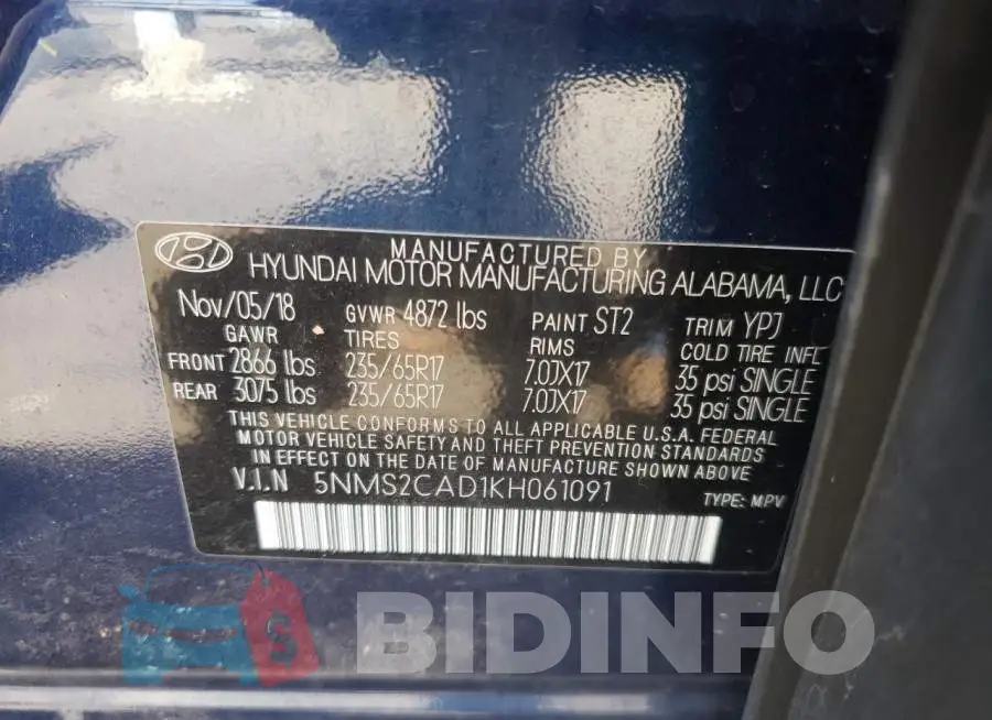 5NMS2CAD1KH061091 Photo# 10