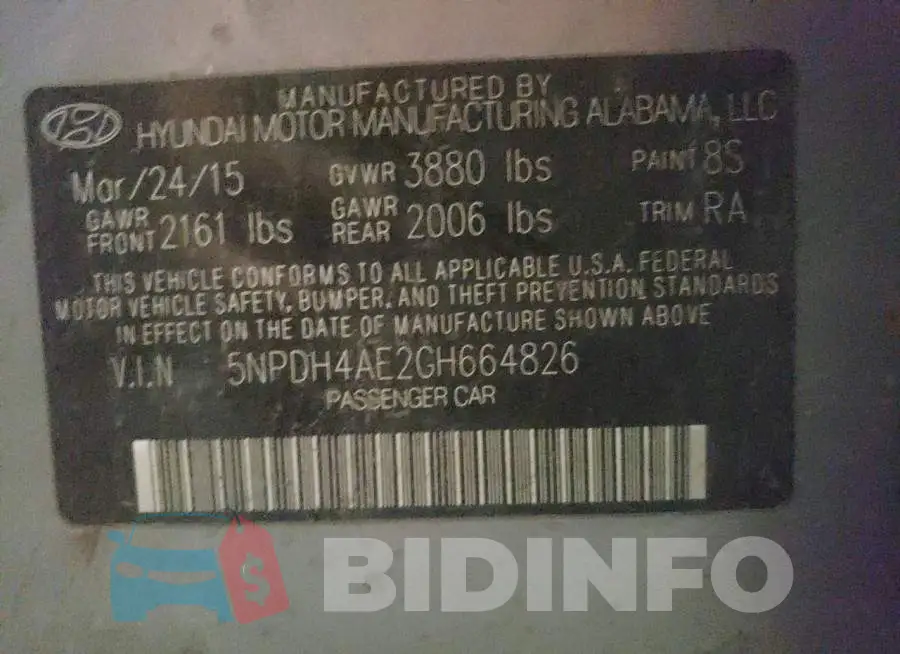5NPDH4AE2GH664826 Photo# 10
