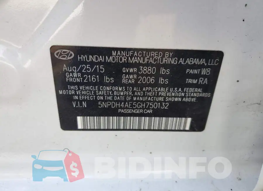 5NPDH4AE5GH750132 Photo# 10