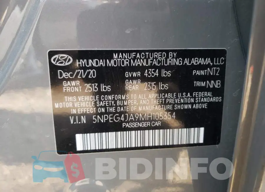 5NPEG4JA9MH105354 Photo# 10