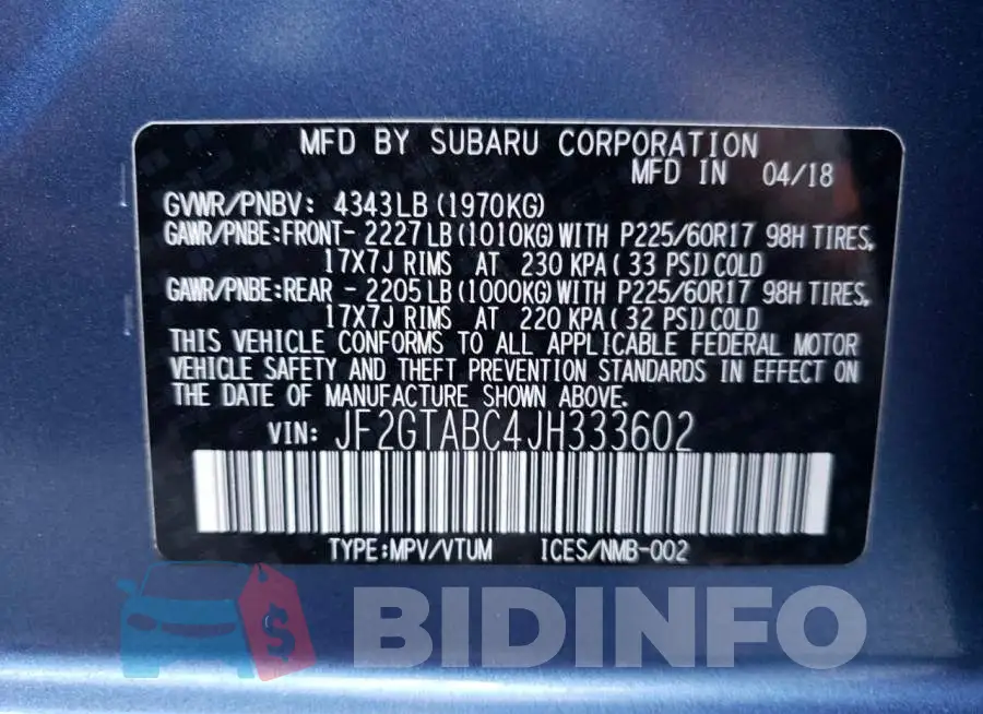 JF2GTABC4JH333602 Photo# 10