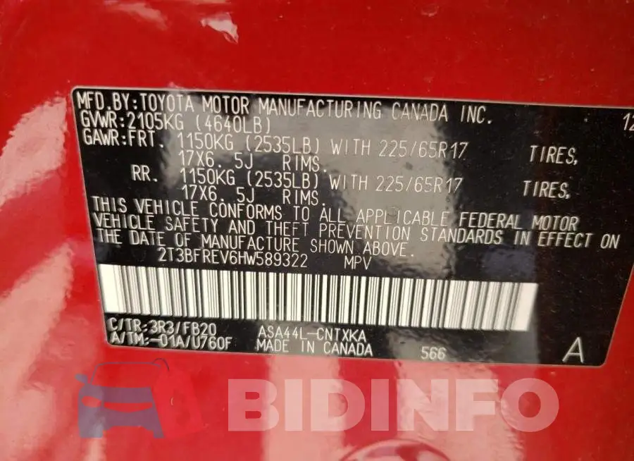 2T3BFREV6HW589322 Photo# 10