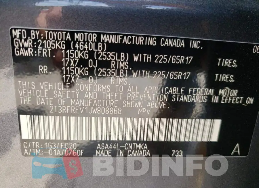 2T3RFREV1JW808868 Photo# 10