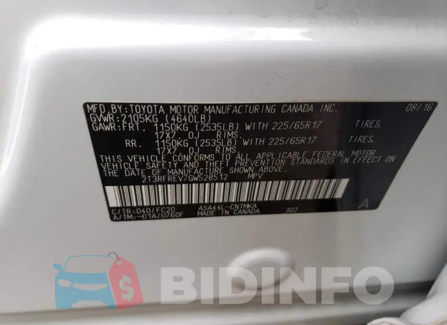 2T3RFREV7GW528512 Photo# 10
