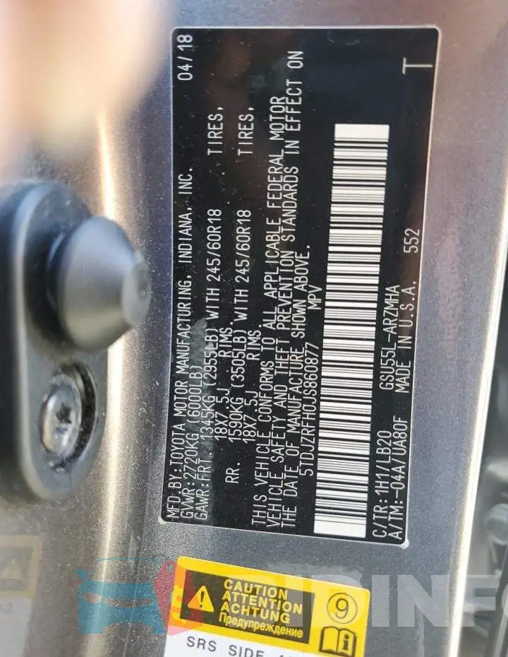 5TDJZRFH0JS860877 Photo# 10