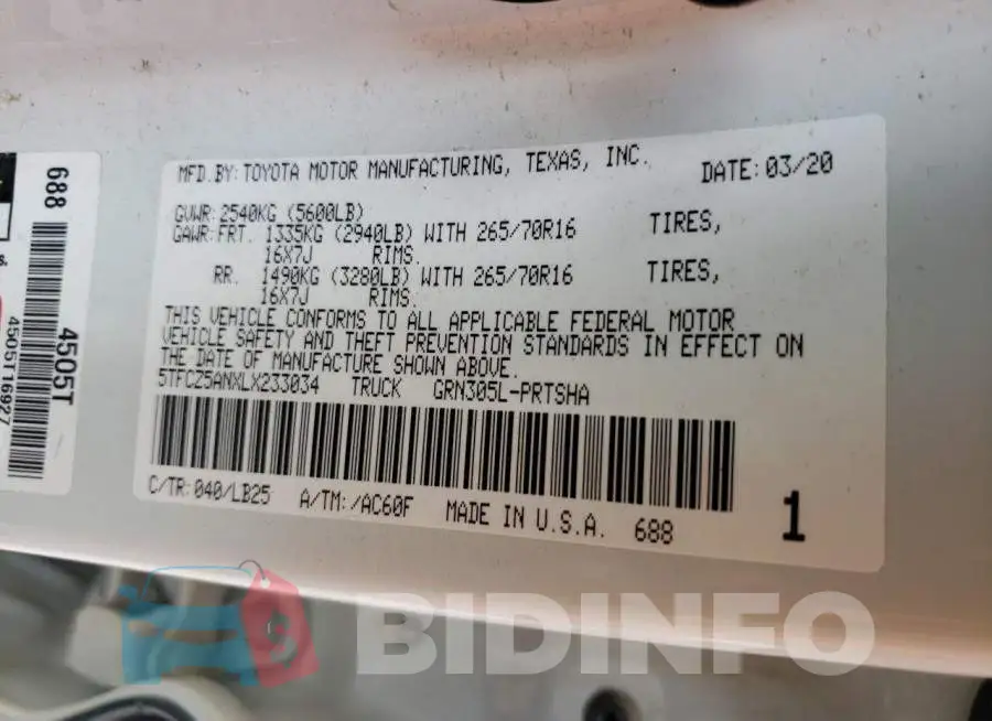 5TFCZ5ANXLX233034 Photo# 10