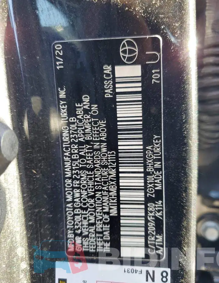 NMTKHMBX7MR121113 Photo# 10