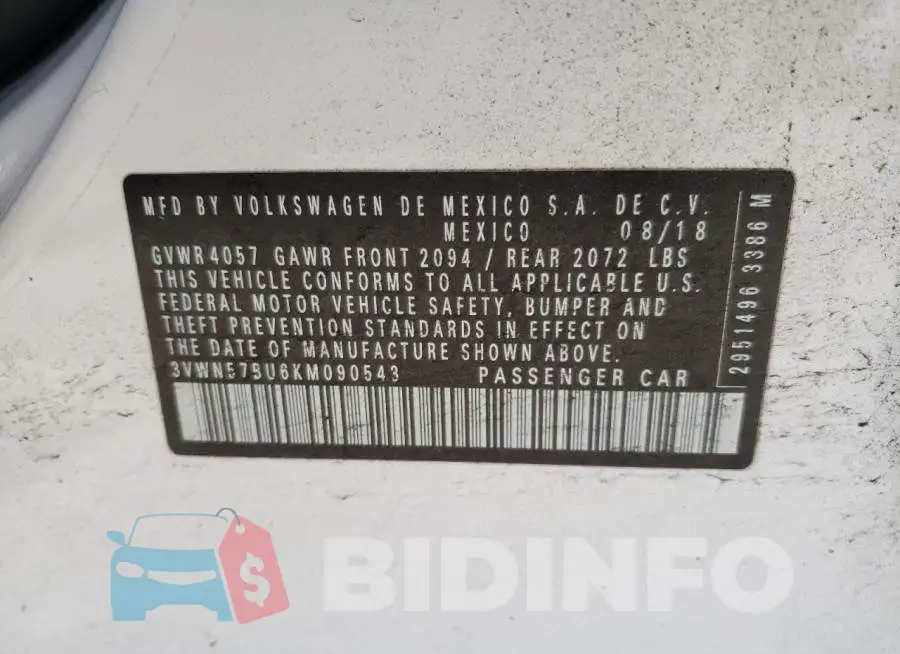 3VWN57BU6KM090543 Photo# 10