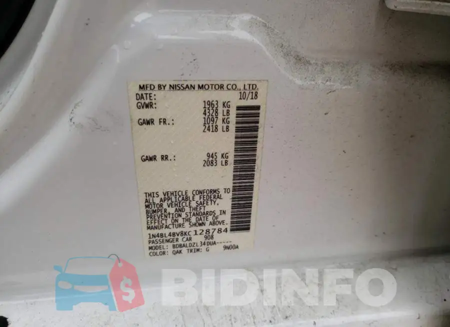 1N4BL4BV8KC128784 Photo# 10