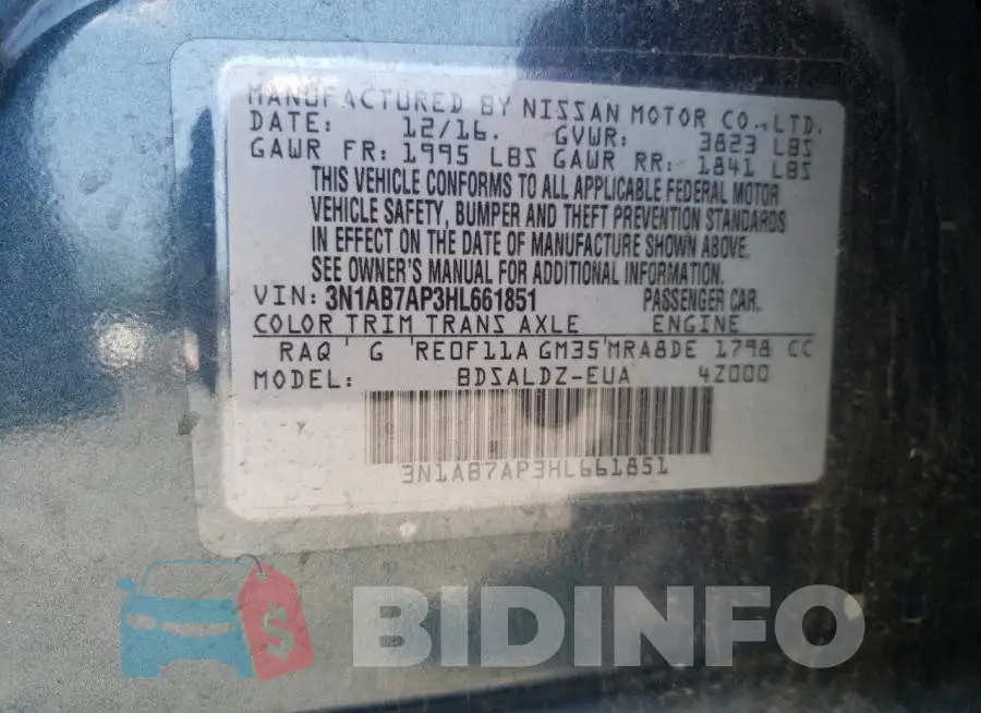 3N1AB7AP3HL661851 Photo# 10