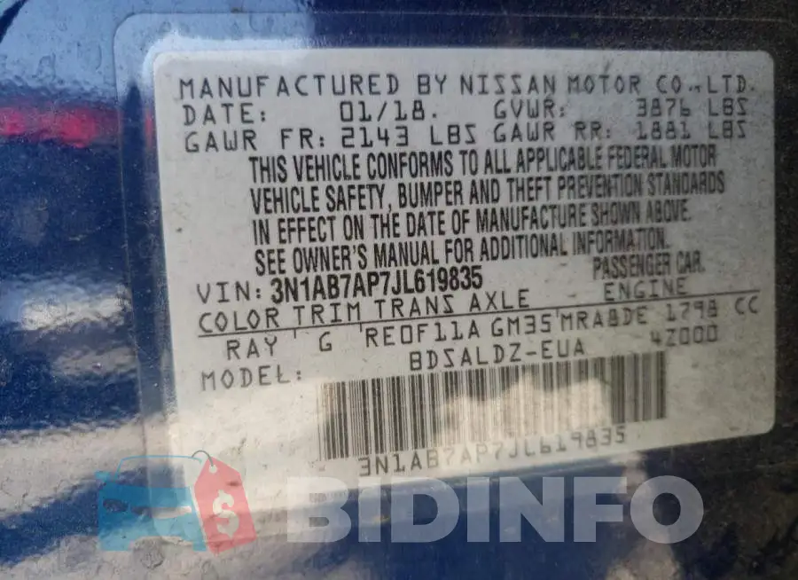 3N1AB7AP7JL619835 Photo# 10