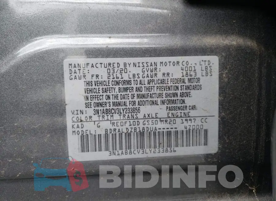 3N1AB8CV3LY233856 Photo# 10