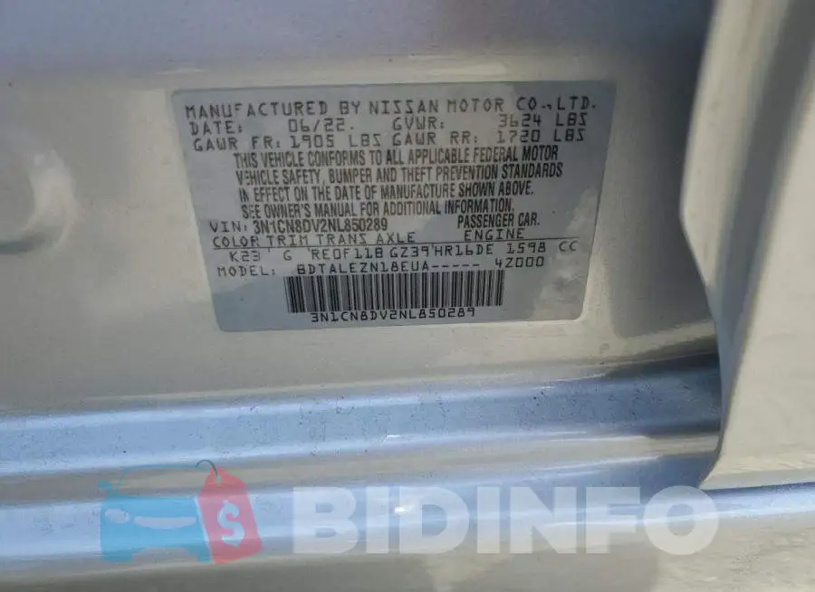 3N1CN8DV2NL850289 Photo# 10