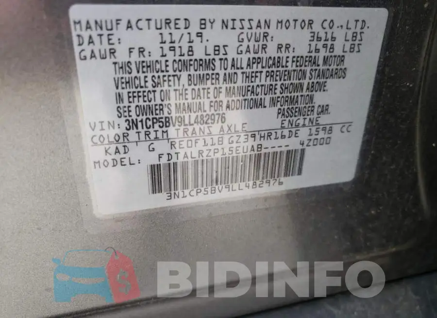 3N1CP5BV9LL482976 Photo# 10