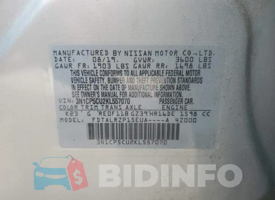 3N1CP5CU2KL557070 Photo# 10