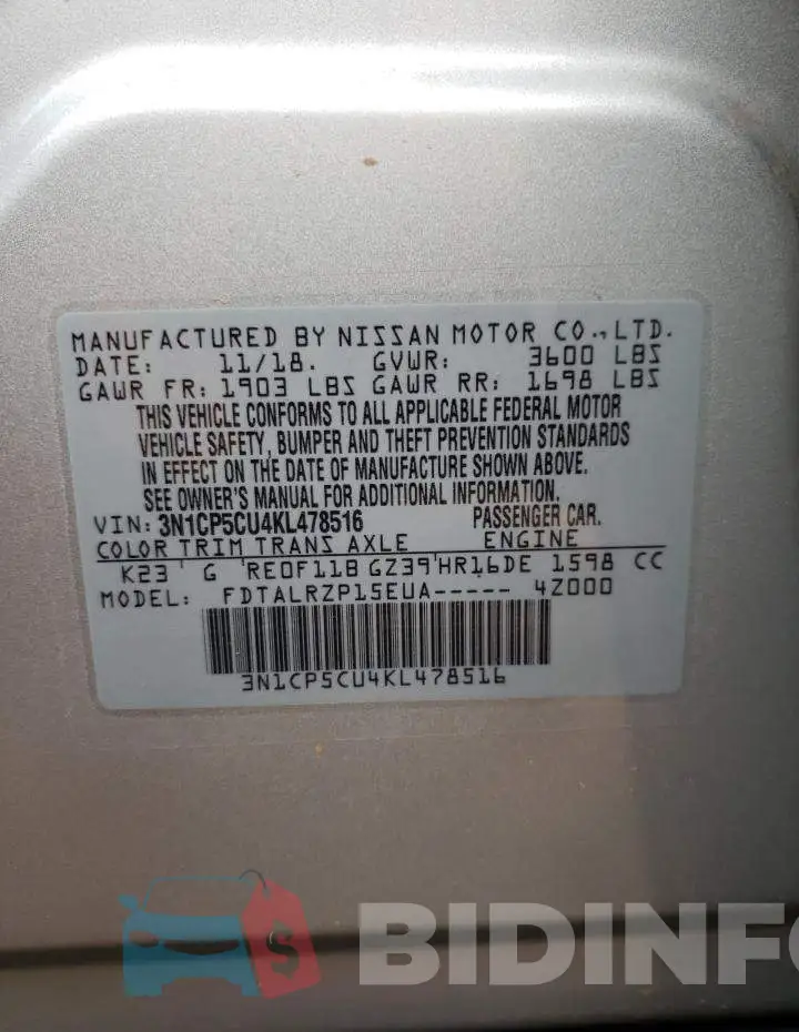 3N1CP5CU4KL478516 Photo# 10