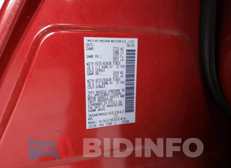 5N1AR2MNXGC663947 Photo# 10