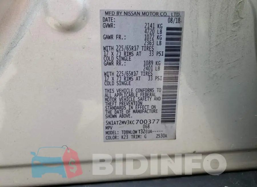 5N1AT2MV3KC700377 Photo# 10