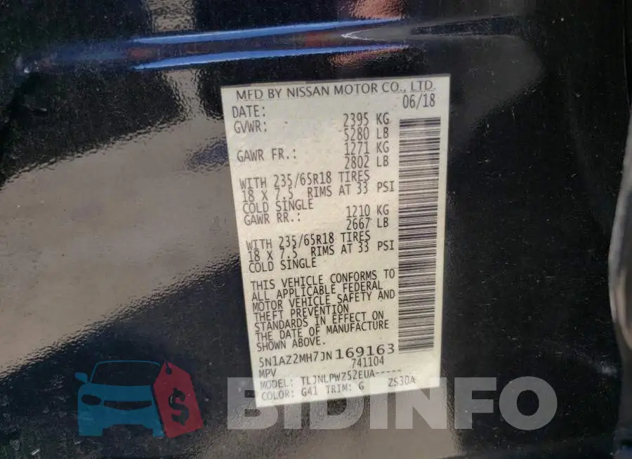 5N1AZ2MH7JN169163 Photo# 10