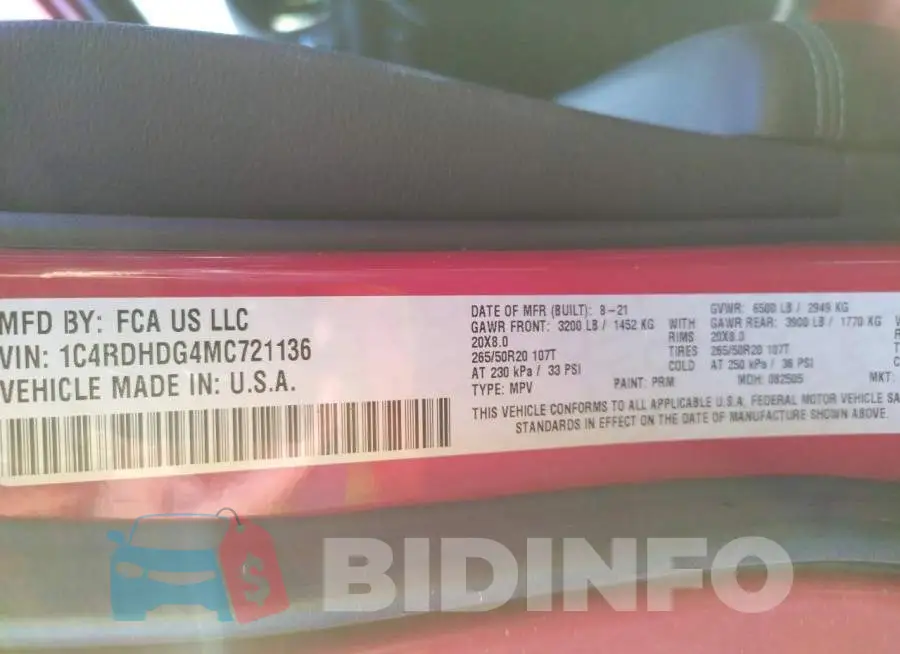 1C4RDHDG4MC721136 Photo# 10