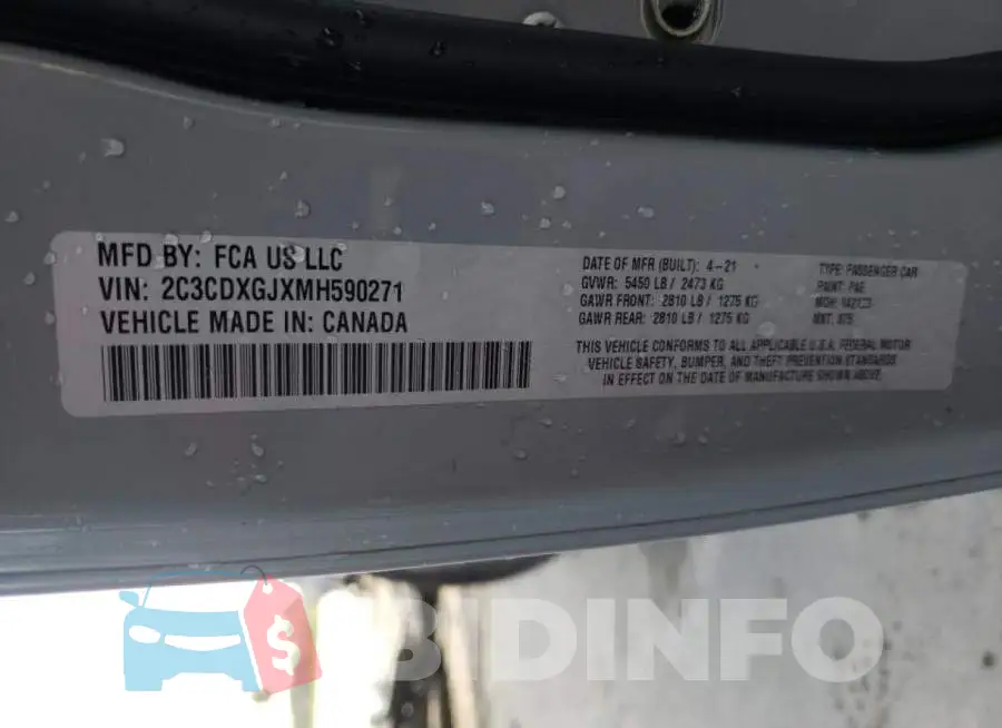 2C3CDXGJXMH590271 Photo# 10