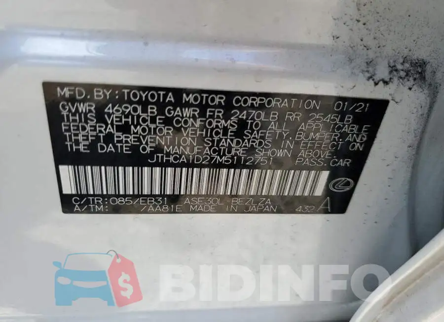 JTHCA1D27M5112751 Photo# 10