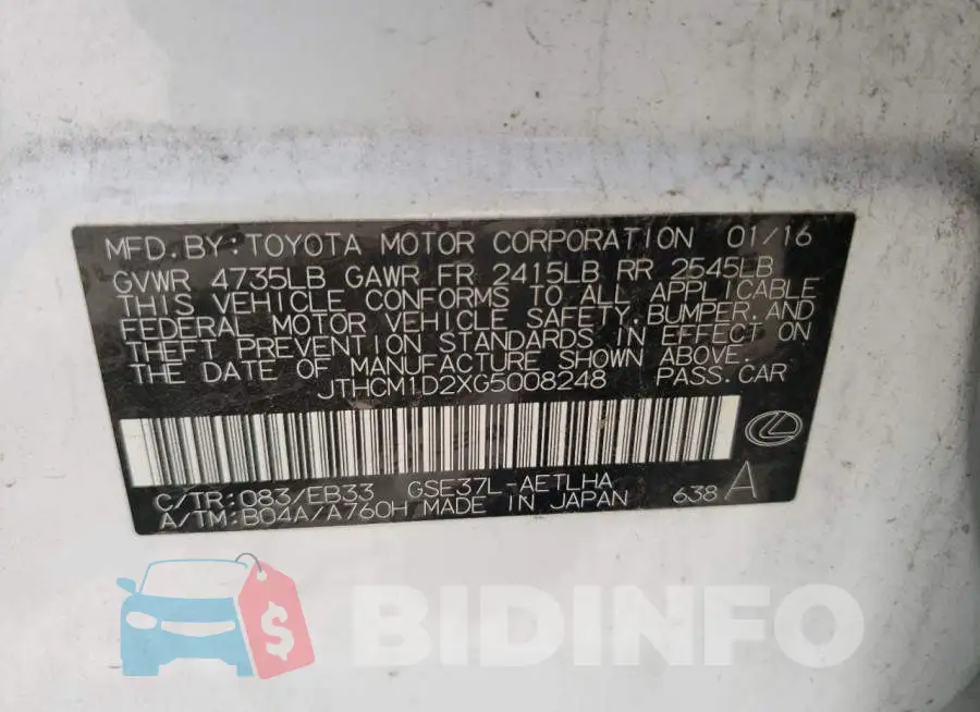 JTHCM1D2XG5008248 Photo# 10