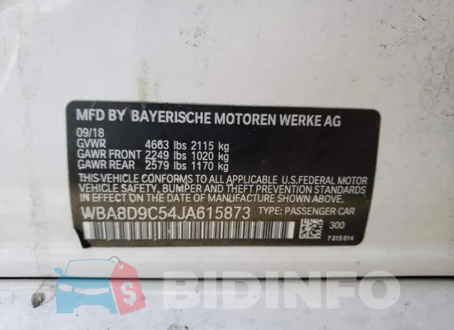 WBA8D9C54JA615873 Photo# 10