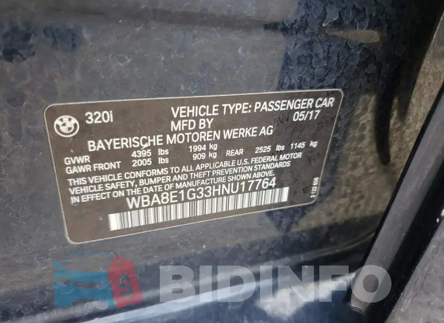 WBA8E1G33HNU17764 Photo# 10