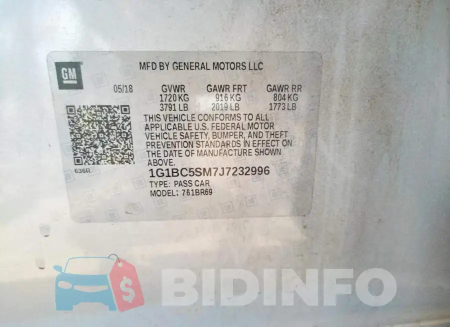 1G1BC5SM7J7232996 Photo# 10