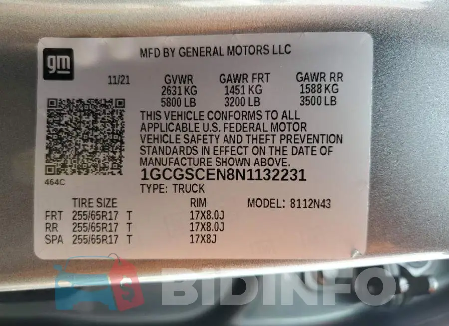 1GCGSCEN8N1132231 Photo# 10