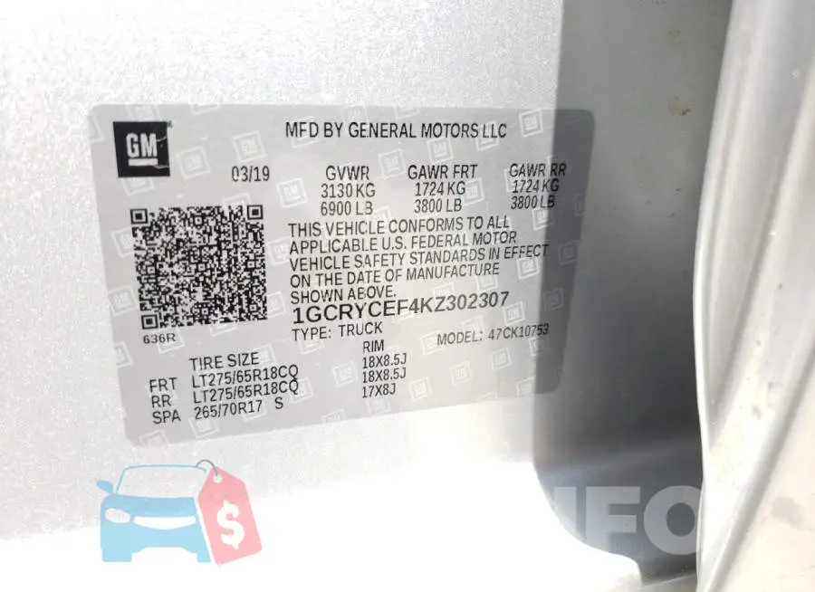 1GCRYCEF4KZ302307 Photo# 10
