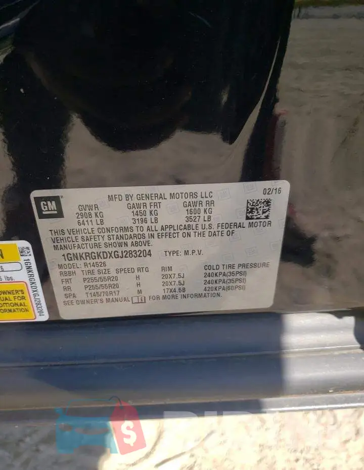 1GNKRGKDXGJ283204 Photo# 10