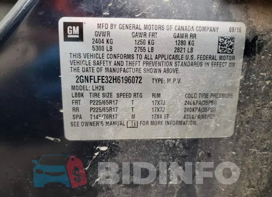 2GNFLFE32H6196072 Photo# 10