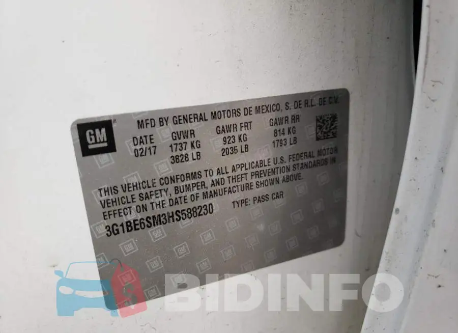 3G1BE6SM3HS588230 Photo# 10