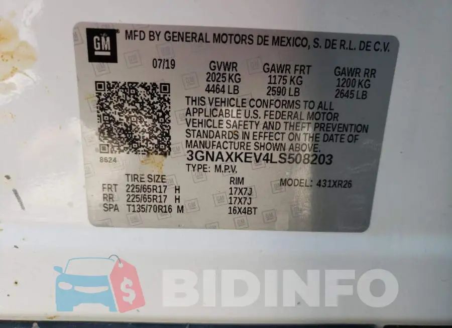 3GNAXKEV4LS508203 Photo# 10