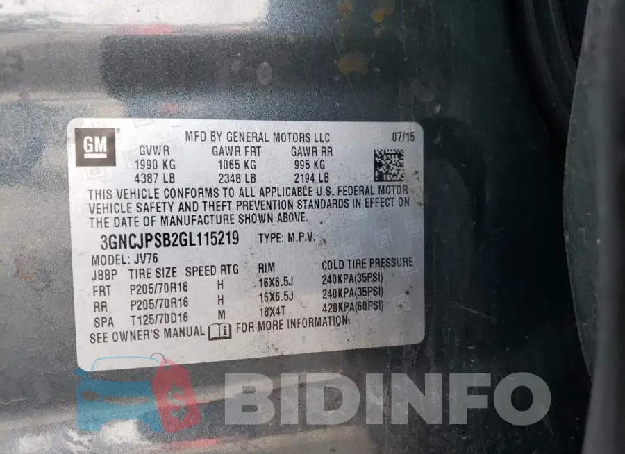 3GNCJPSB2GL115219 Photo# 10